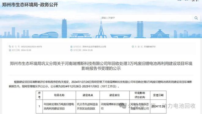 州3万吨锂电池回收利用项目落地j9九游真人游戏第一平台河南郑(图1)